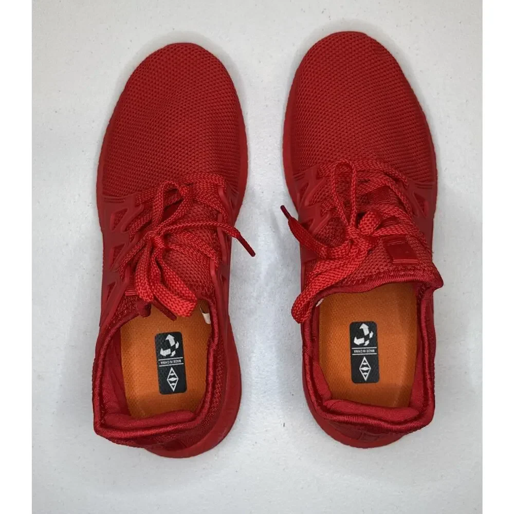 Women's Red Mesh Athletic Sneakers Lightweight Running Walking Gym Shoes Size 42